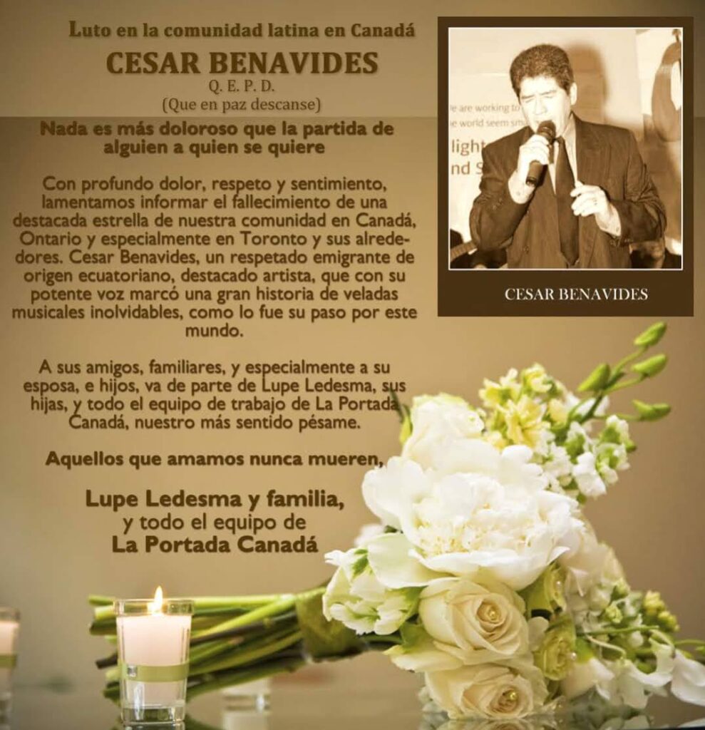 Cesar Benavides Lupe Ledesma Condolencia